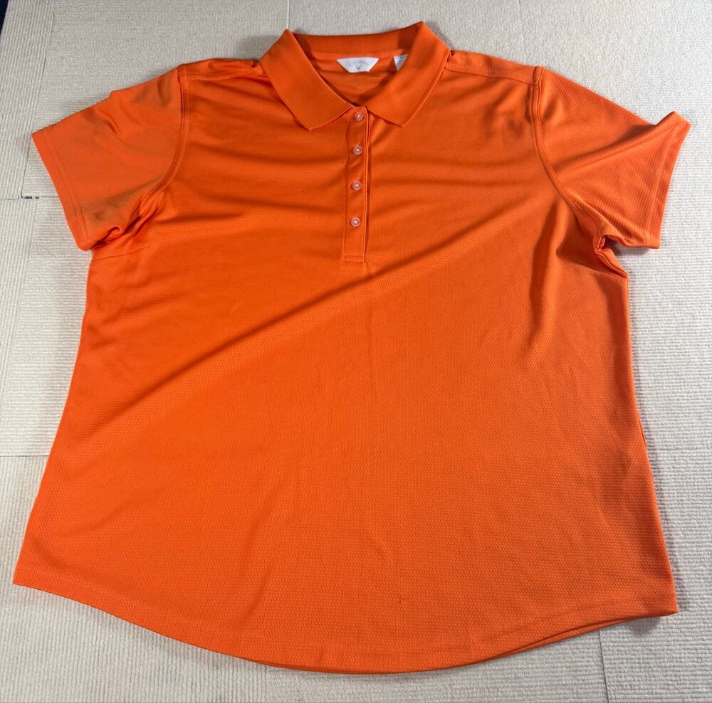 Callaway Golf Polo Shirt Womens XXL Orange Short Sleeve Performance Opti-Dri